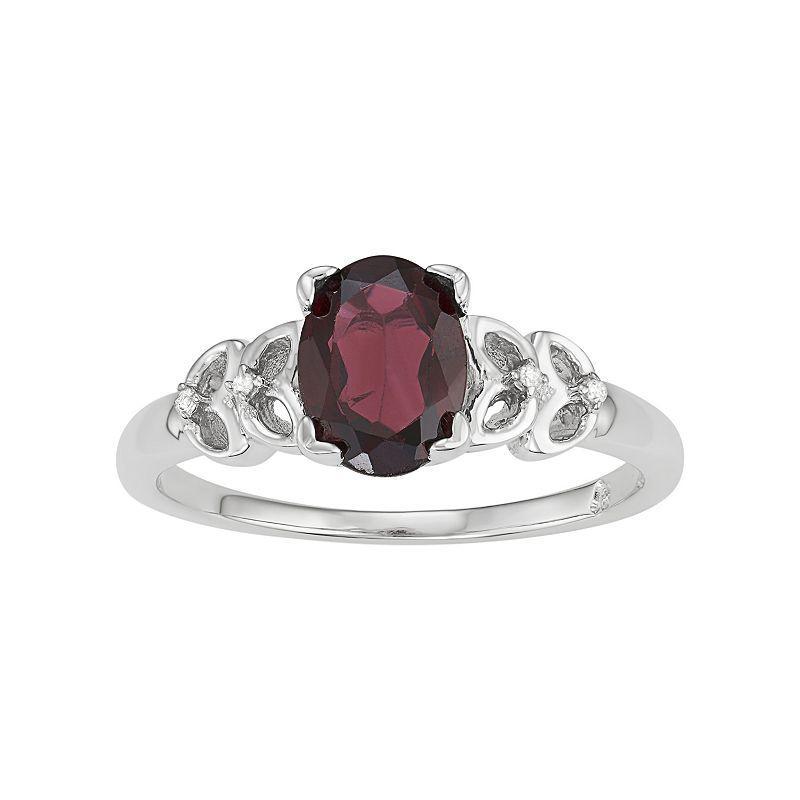 Jewelexcess Sterling Silver Garnet & Diamond Accent Ring, Women's, Size: 8, Red Product Image