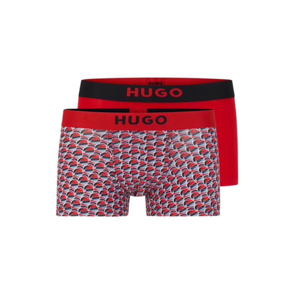 HUGO BOSS Two-pack Of Stretch-cotton Trunks With Logo Waistbands In Patterned Product Image
