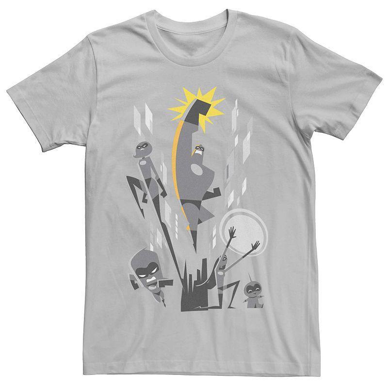 Men's Disney Pixar Incredibles 2 Grey Scale Ornate Poster Tee, Size: Small, Silver Product Image