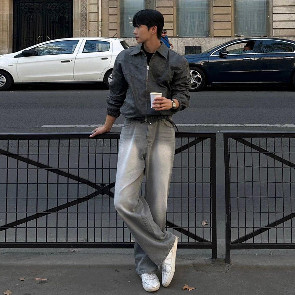 RT No. 12407 WASHED GRAY DENIM STRAIGHT JEANS Product Image