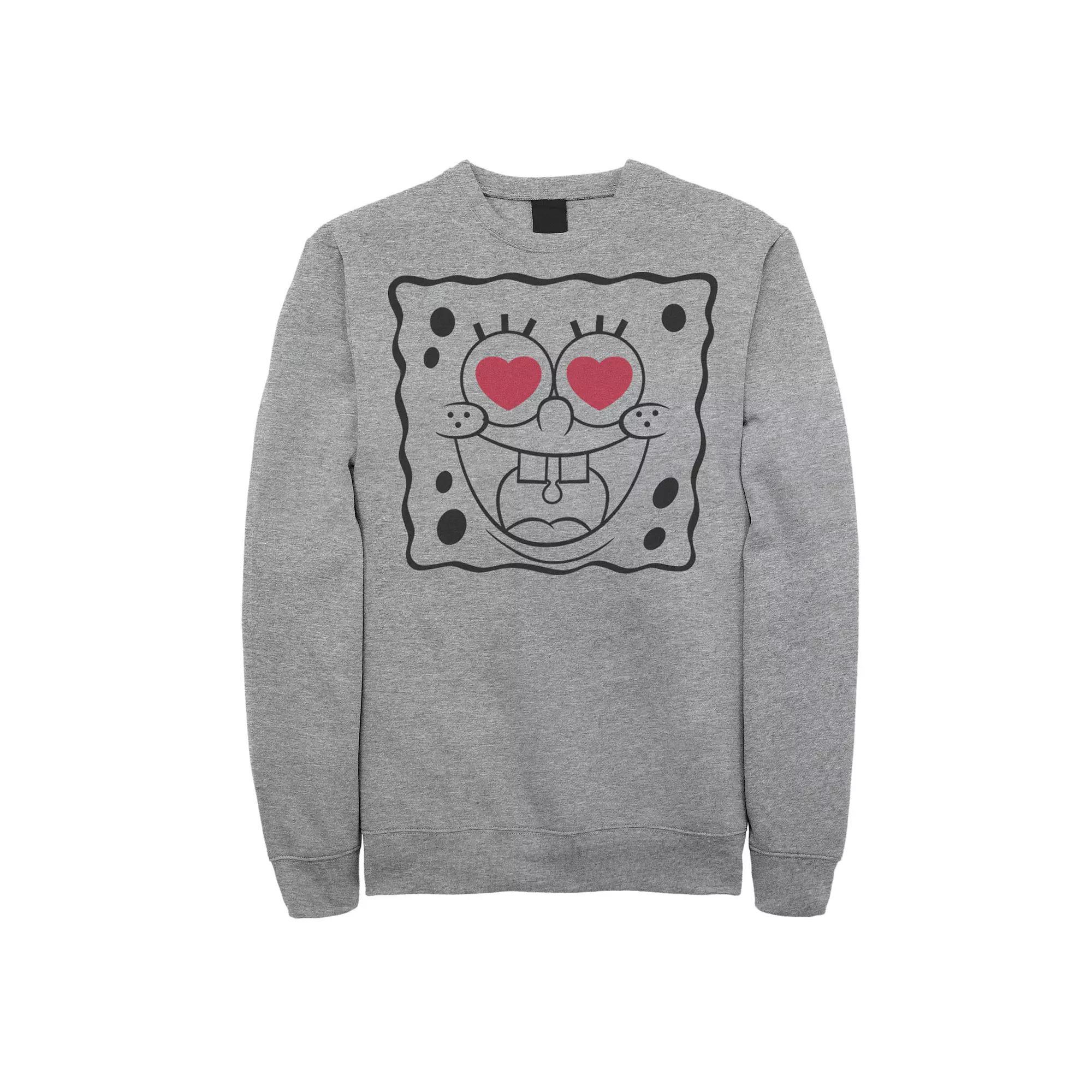 Men's Nickelodeon SpongeBob SquarePants Heart Eyes Line Art Fleece, Size: Large, Athletic Grey Product Image