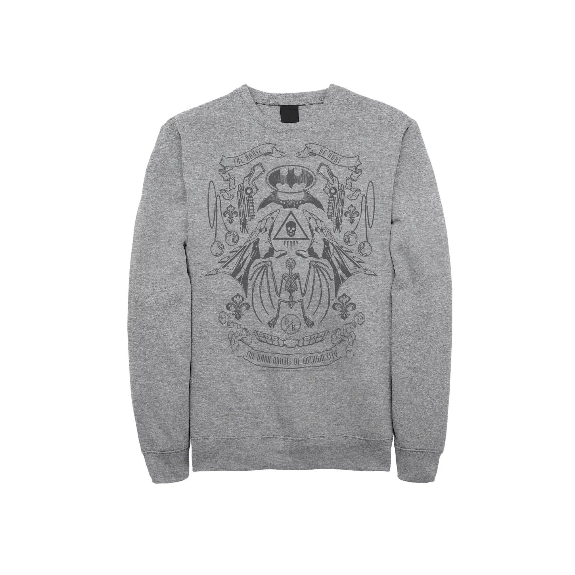 Men's Batman Utility Belt Collage Line Art Sweatshirt, Size: 3XL, Athletic Grey Product Image
