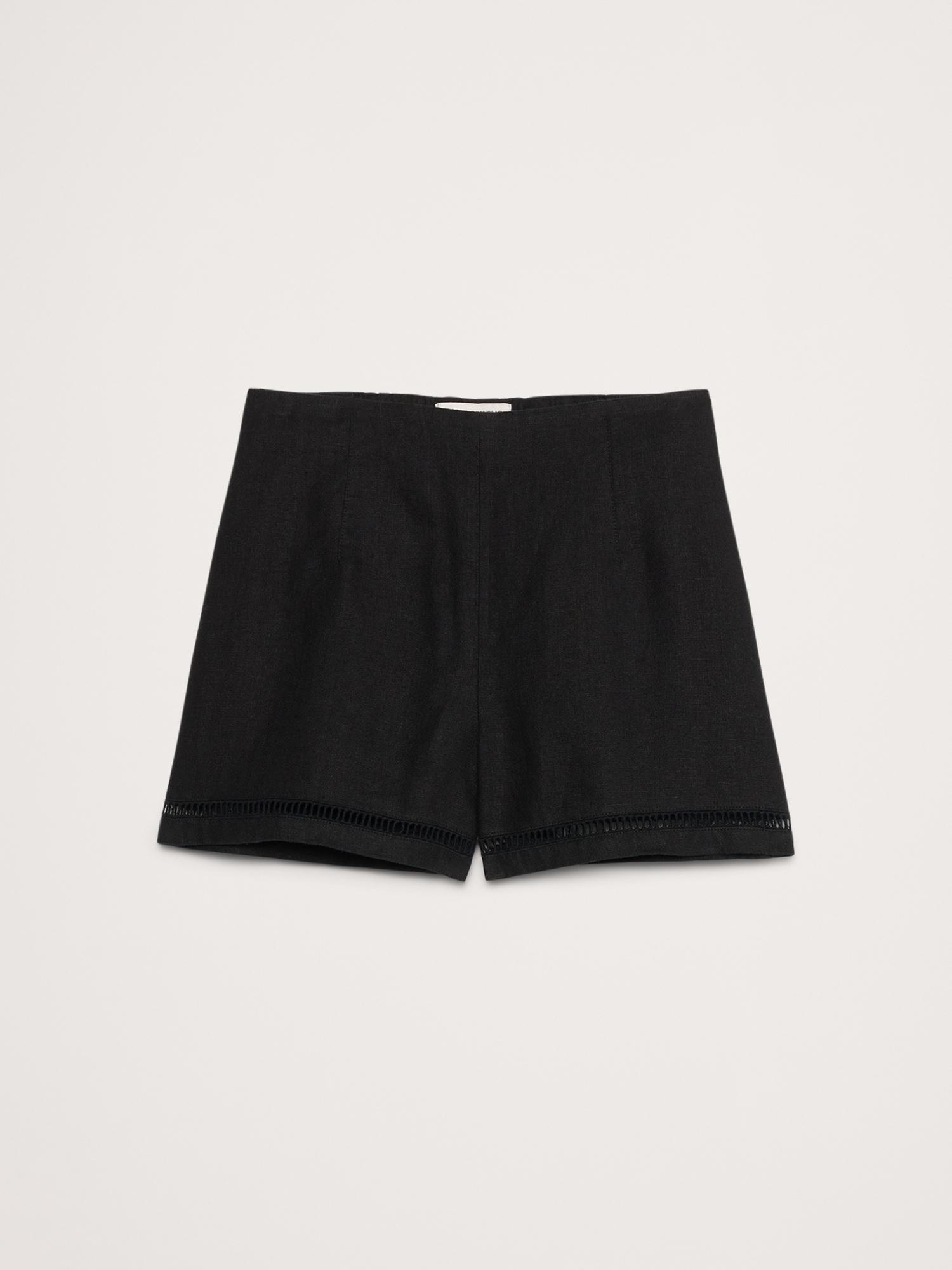 High-Rise Lace-Trim Linen 3" Short Product Image