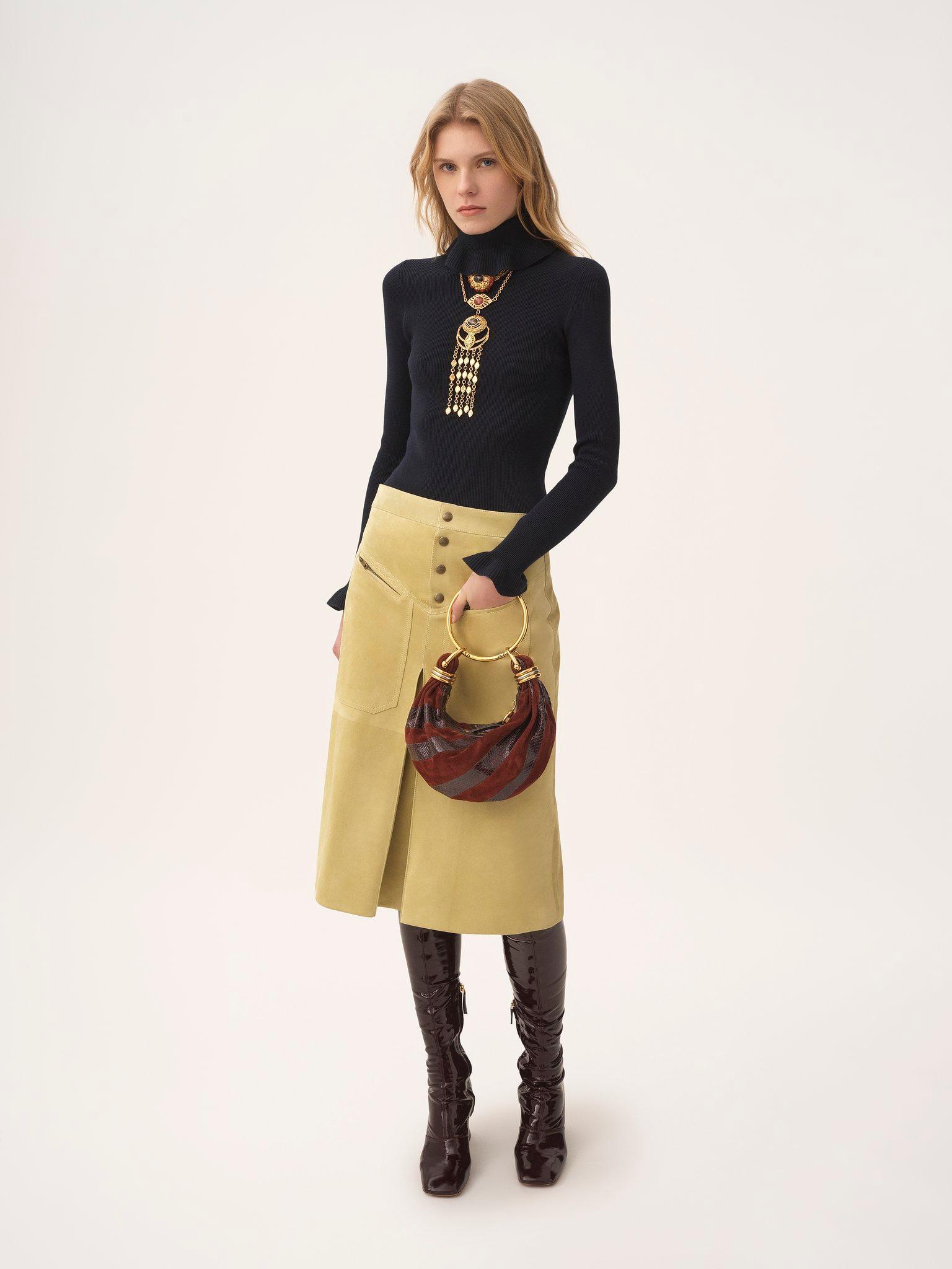 Fitted turtleneck sweater in a cotton & wool knit Product Image