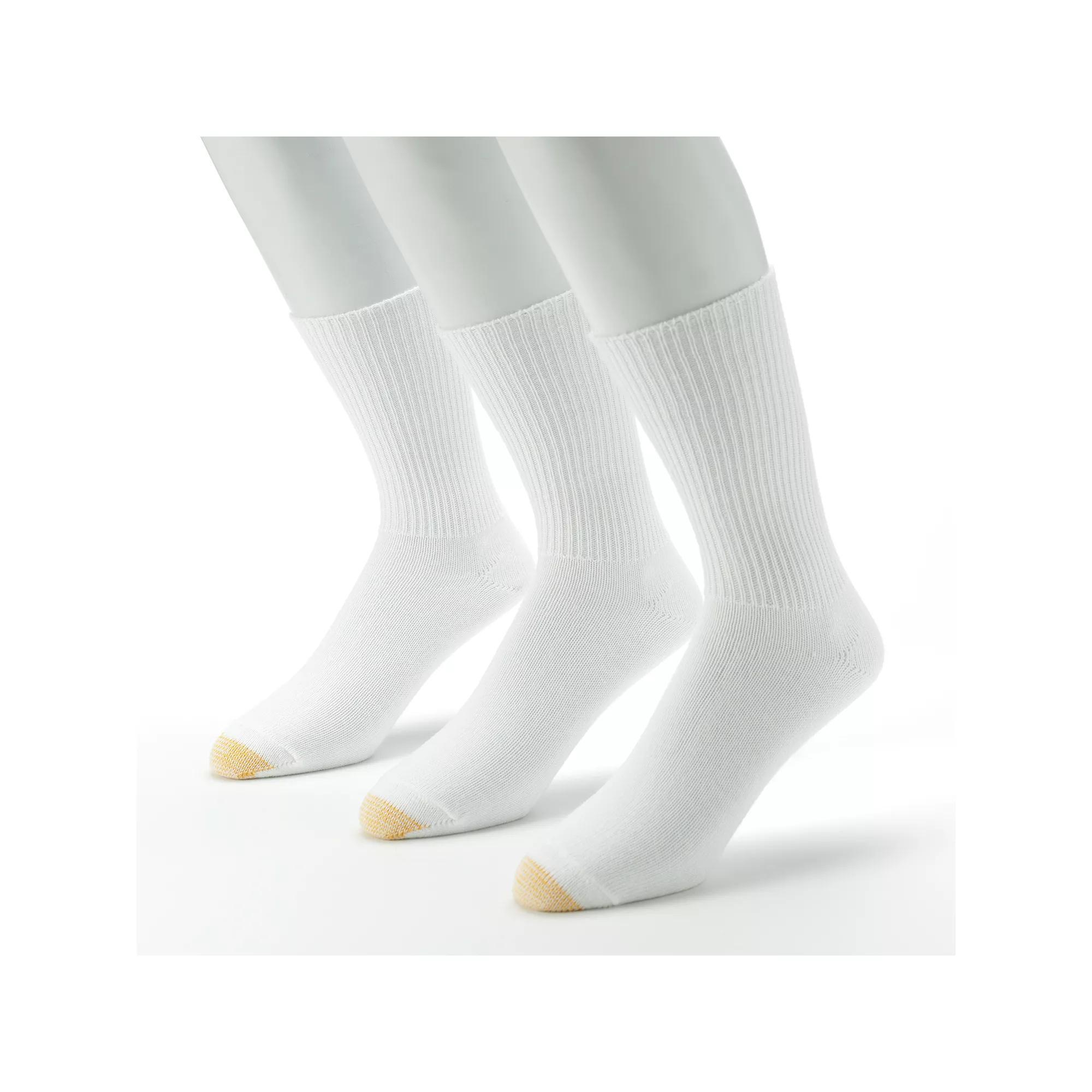 Men's GOLDTOE® 3-Pack Fluffies Crew Socks, Size: 6-12, White Product Image
