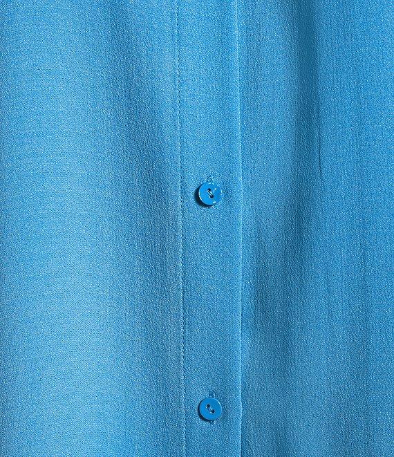 Eileen Fisher Silk Georgette Crepe Classic Collar Long Sleeve Top Product Image