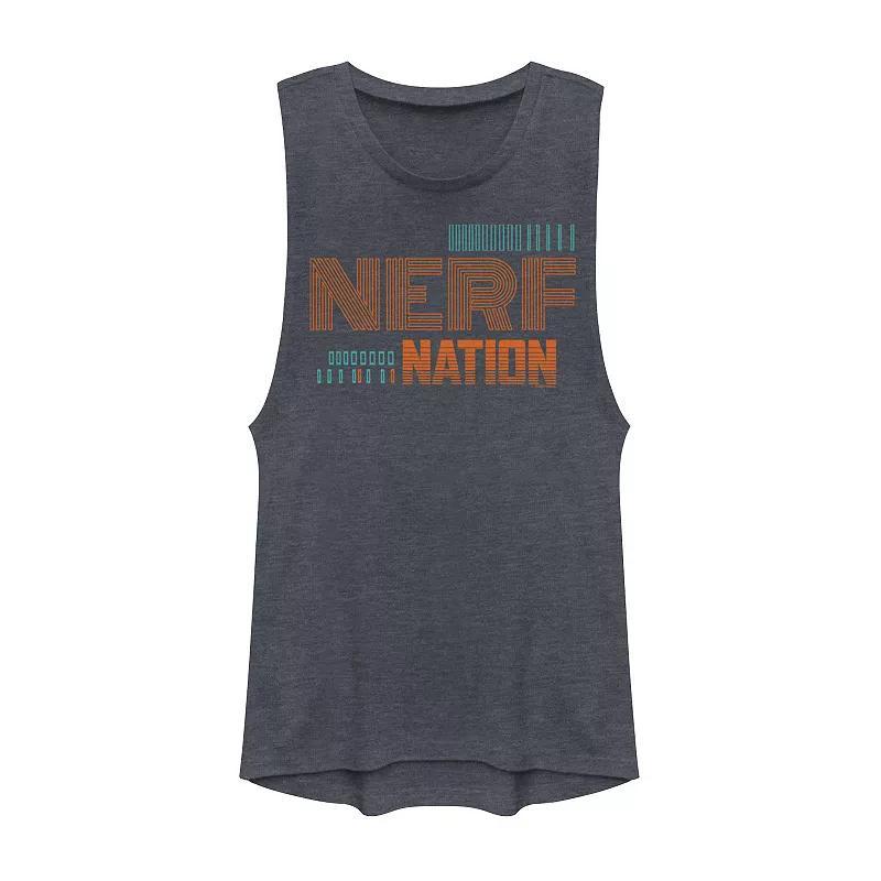 Juniors' NASA Repeating Rainbow Logo Muscle Tank Top, Girl's, Size: XS, Denim Grey Product Image