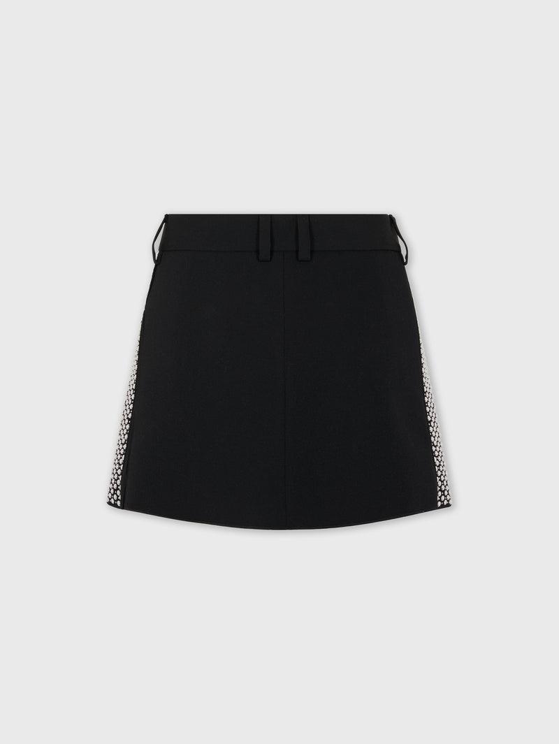 EMBROIDERED MINI SKIRT IN WOOL GRAIN DE POUDRE Product Image