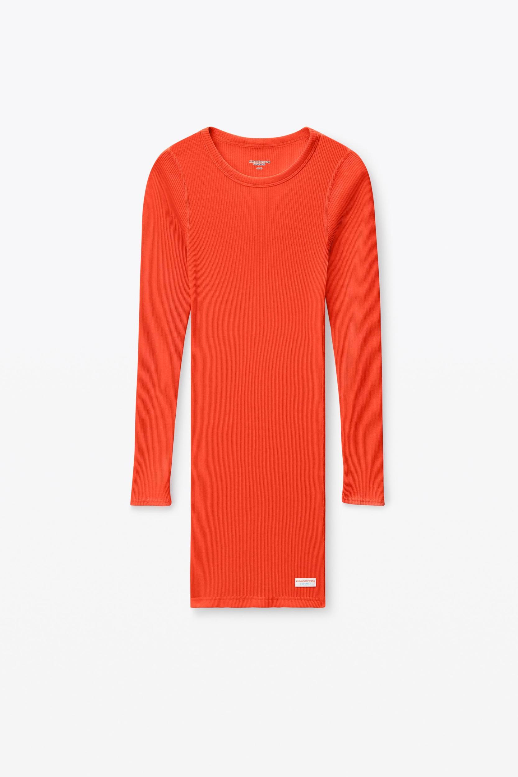 Long Sleeve Loungewear Dress In Ribbed Cotton Jersey Product Image
