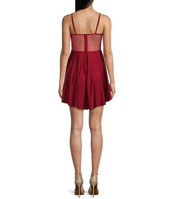 City Vibe Spaghetti Strap Skater Skirt Rhinestone Dress Product Image