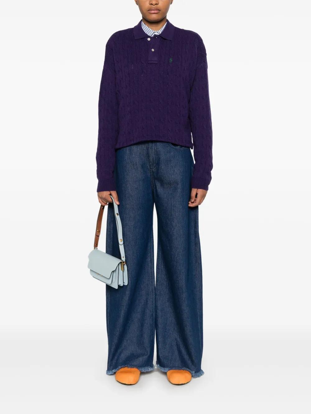 cable-knit polo sweater Product Image