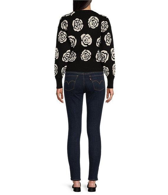 Evolutionary Long Sleeve Crewneck Rose Jacquard Printed Sweater Product Image