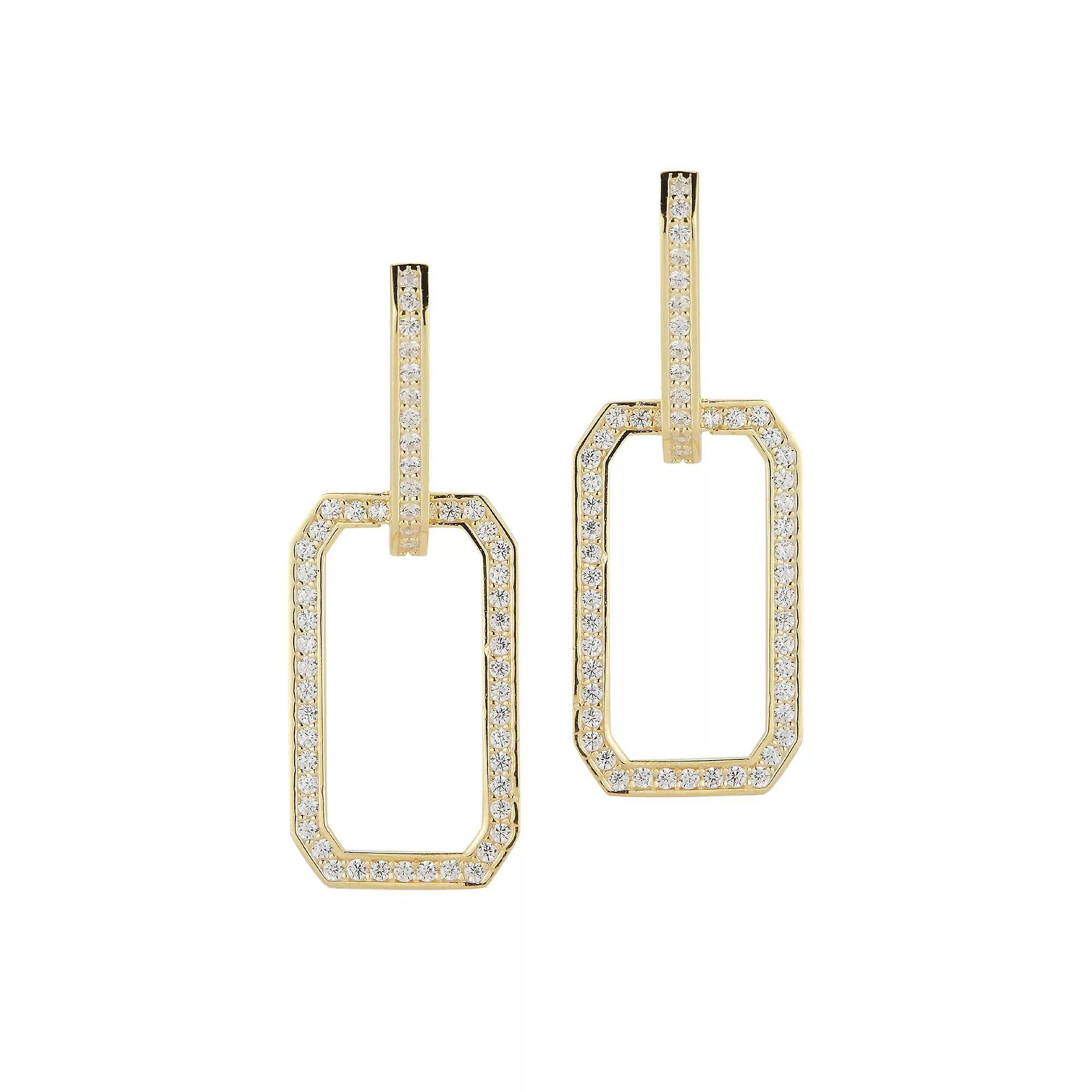Sunkissed Sterling Cubic Zirconia Open Drop Earrings, Women's, Gold Tone Product Image