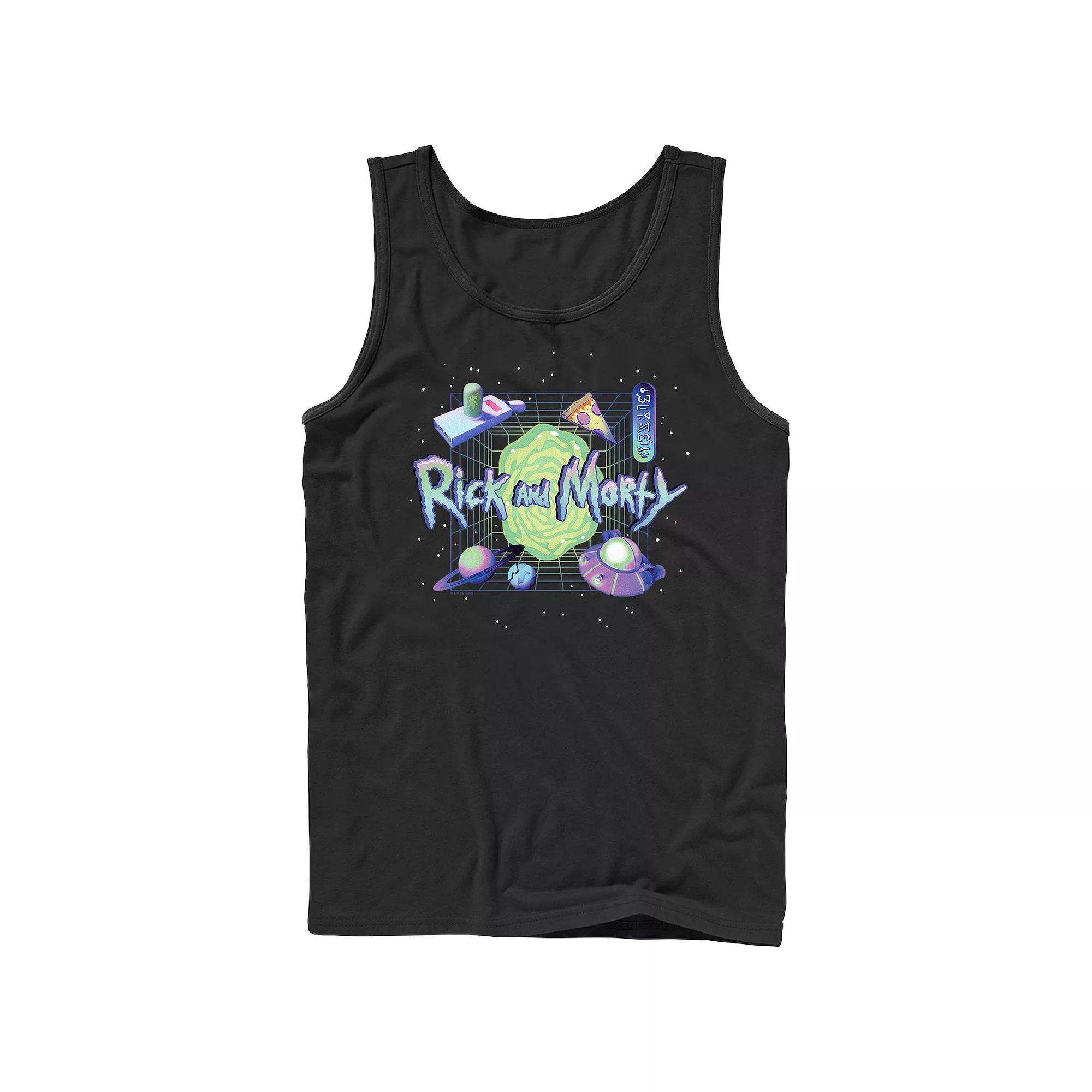 Men's Rick And Morty Space Portal Graphic Tank Top, Size: Large, Black Product Image