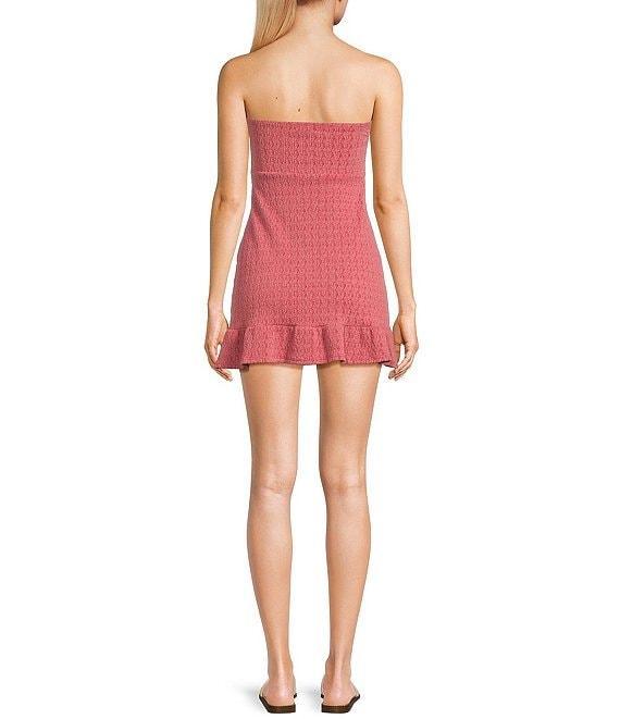 Originality Strapless Twist Bodice Ruffle Hem Mini Dress Product Image