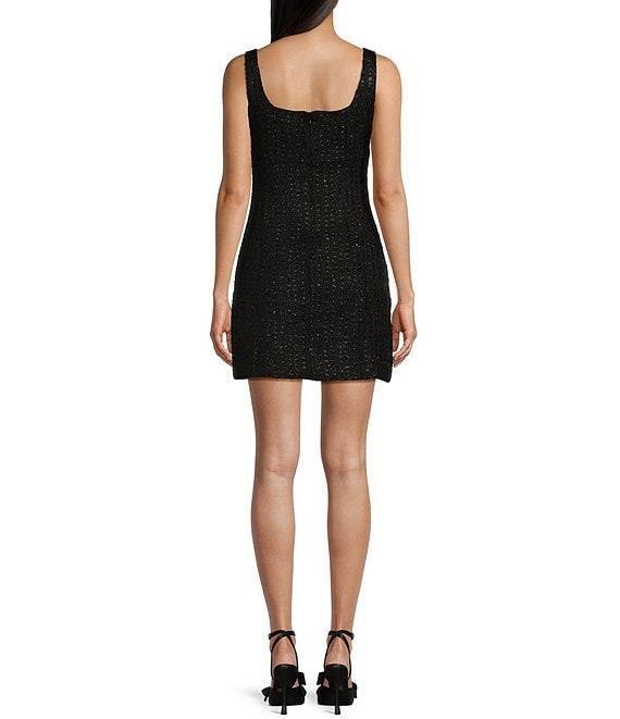 Allison & Kelly Sleeveless V-Neck Boucle Pearl Trim Dress Product Image
