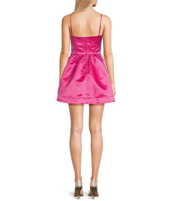 B. Darlin Square Neck Spaghetti Bow Strap Party Dress Product Image
