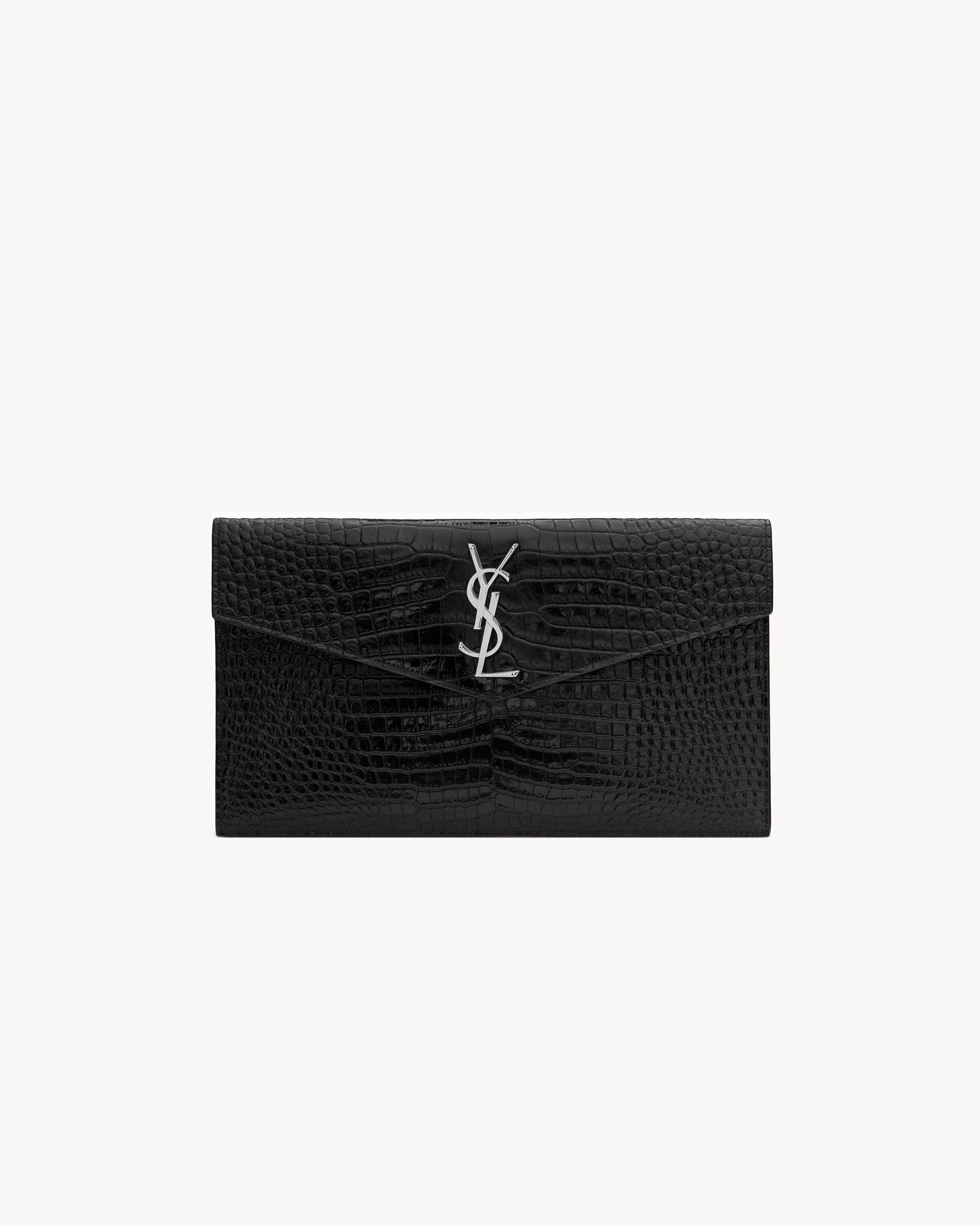UPTOWN pouch in CROCODILE-EMBOSSED shiny leather Product Image