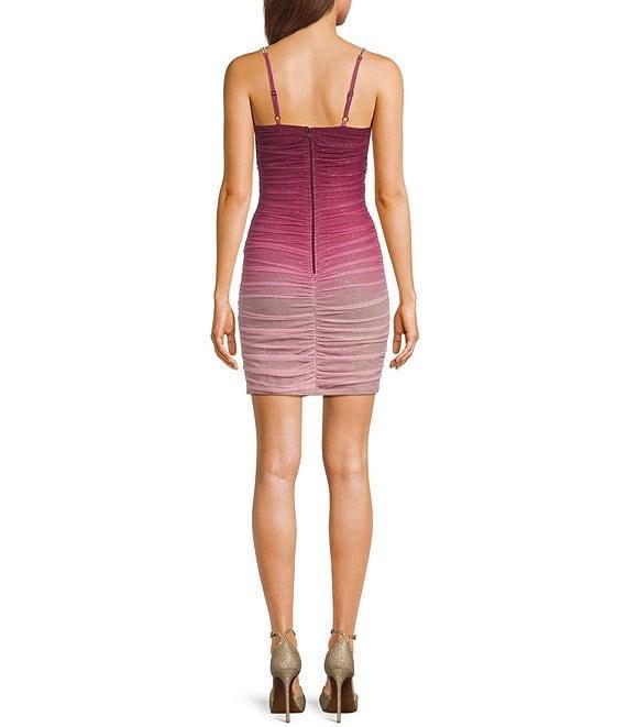 Pear Culture Ombre Glitter Square Neck Spaghetti Strap Dress Product Image