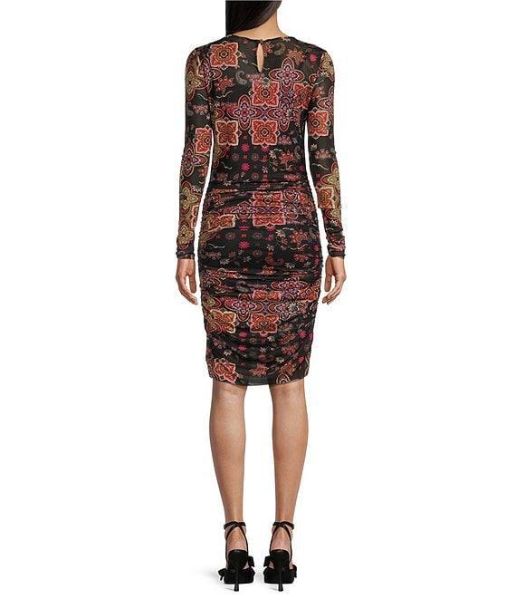 C&V Chelsea & Violet Mesh Long Sleeve Print Dress Product Image
