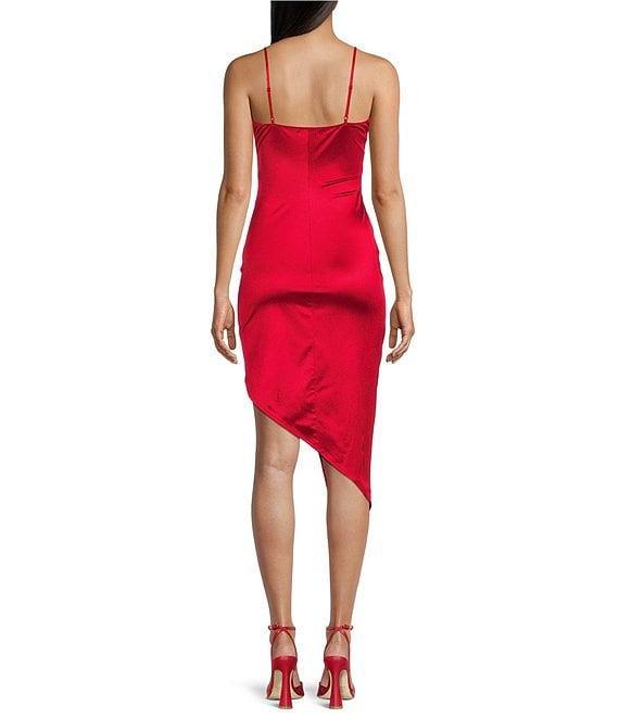 Honey and Rosie Spaghetti Strap Surplus A-Symmetric Wrap Dress Product Image