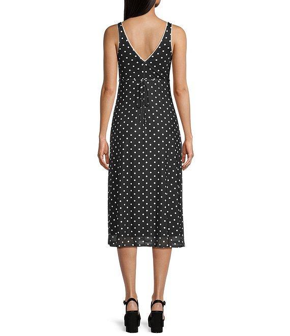 GB Bow Detail Mesh Tie Back Polka Dotted Midi Dress Product Image