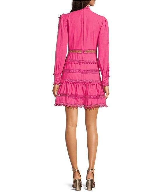 Layered With Love Carla Woven Mock Neck Long Sleeves Ruffle Tiered Hem Fit & Flare Mini Dress Product Image