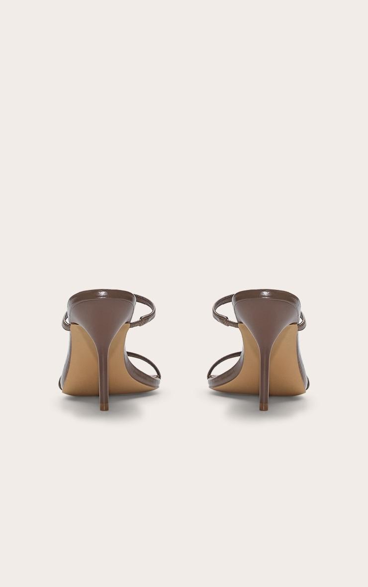 Mushroom Wide Fit Pu Round Toe Strappy Stiletto Heeled Mules Product Image