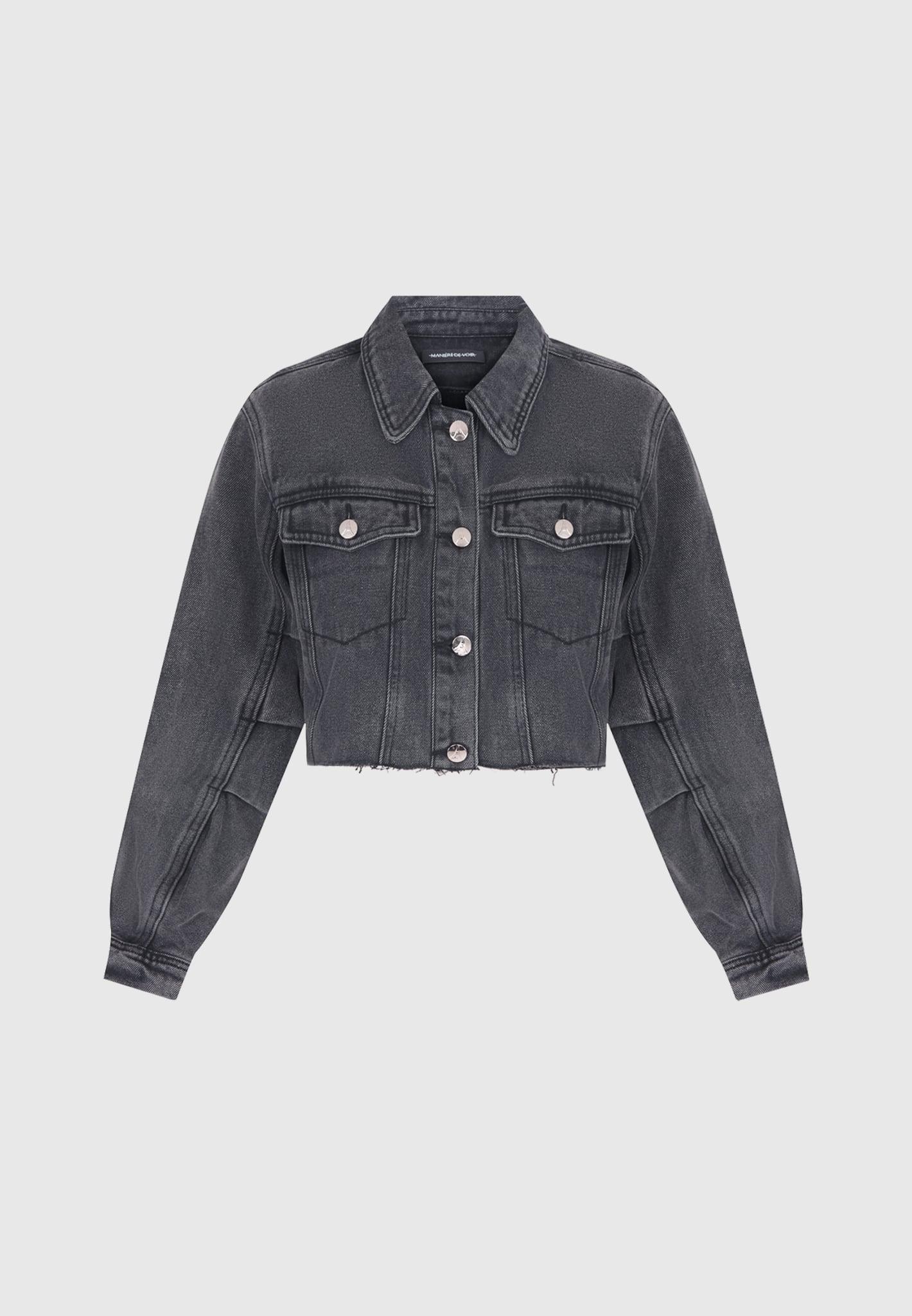 Cropped Tacked Sleeve Jacket - Washed Grey Female Product Image