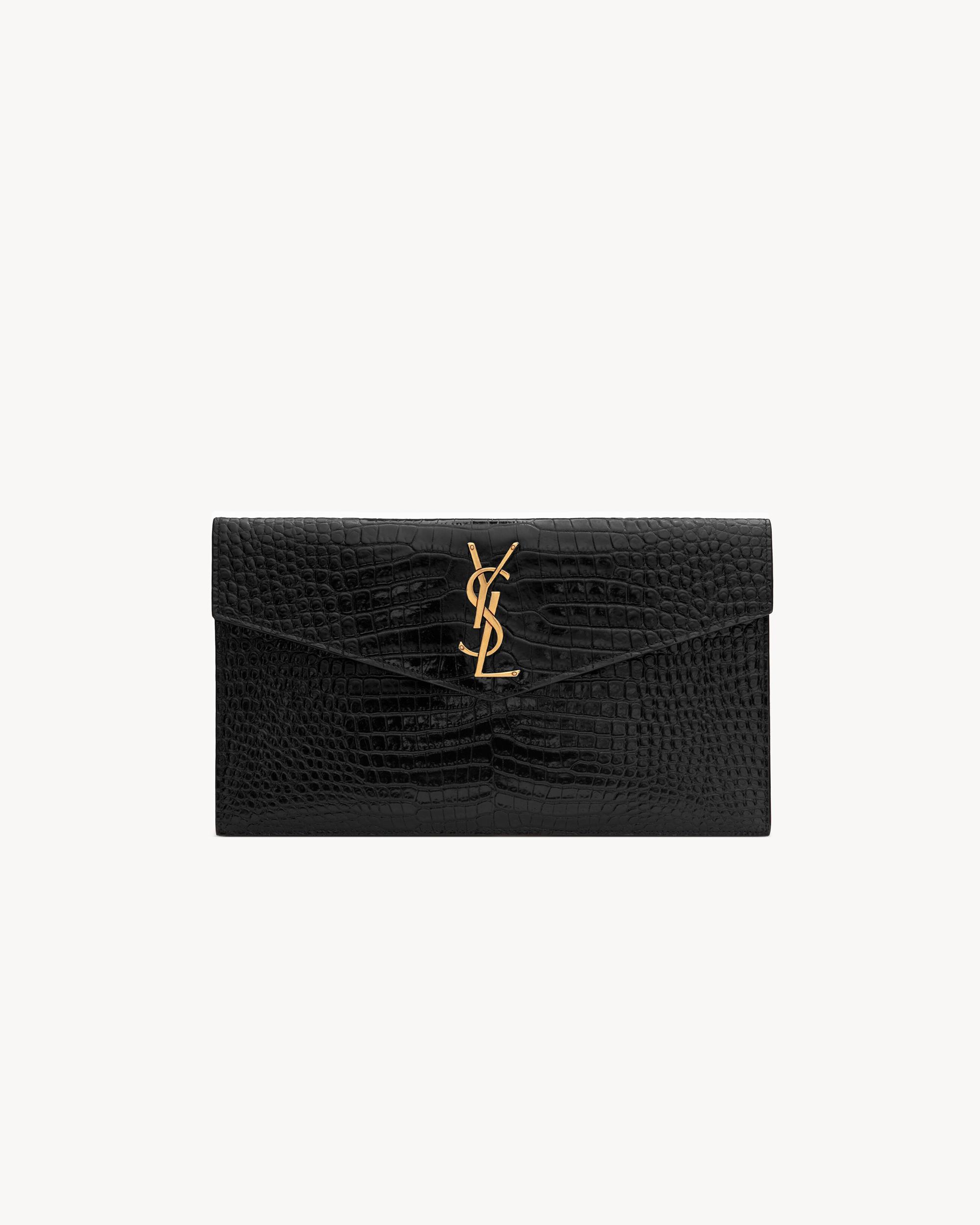 UPTOWN pouch in CROCODILE-EMBOSSED shiny leather Product Image