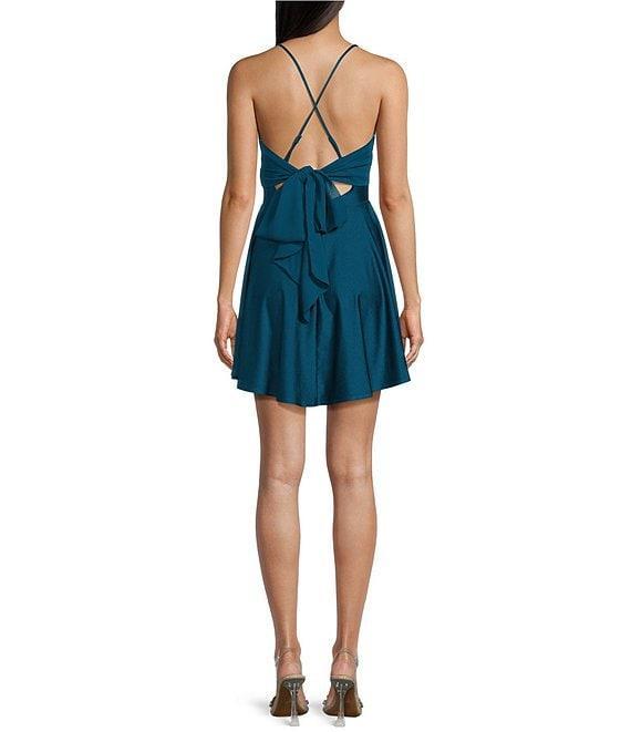 City Vibe Cowl Neck Criss Cross Back Pleated Dress Product Image