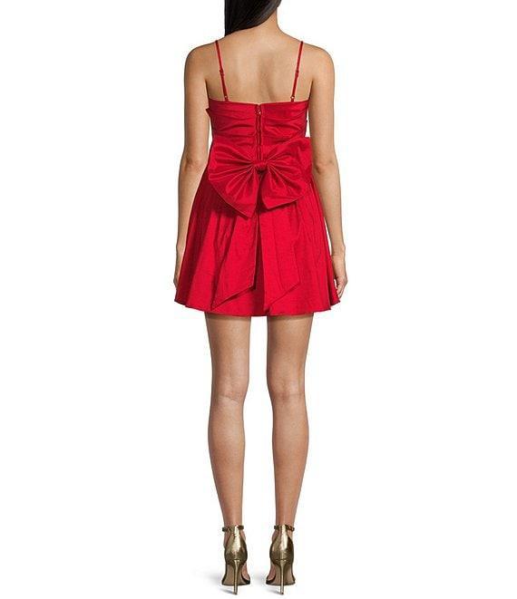 City Vibe Square Neck Pleated Tube Bow Back Dress Product Image