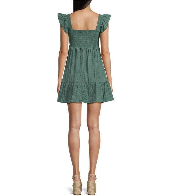 Allison & Kelly Short Sleeve Smocked Empire Waist Babydoll Tiered Mini Dress Product Image