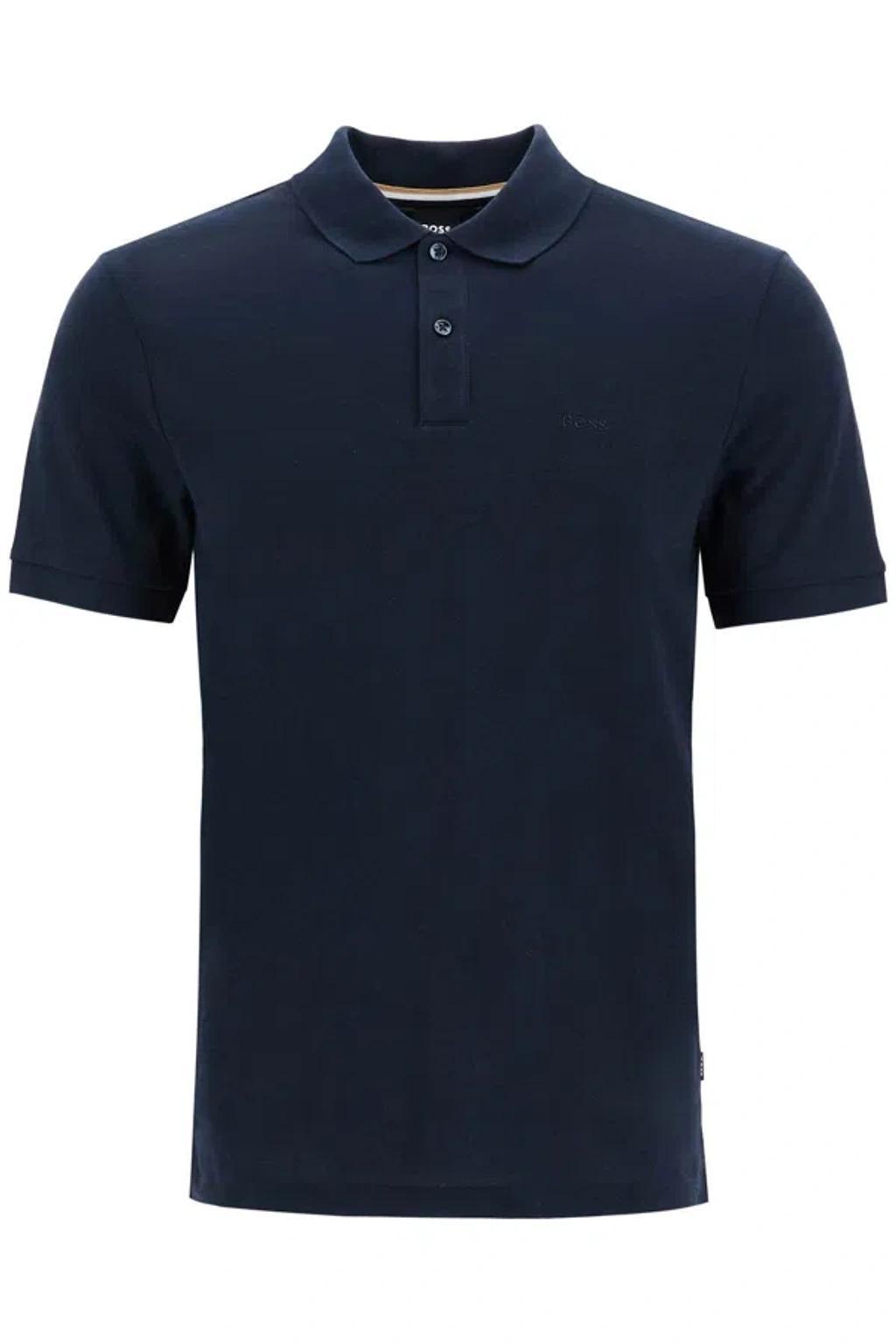 HUGO BOSS Pallas Logo Cotton Polo In Dark Blue (blue) Product Image