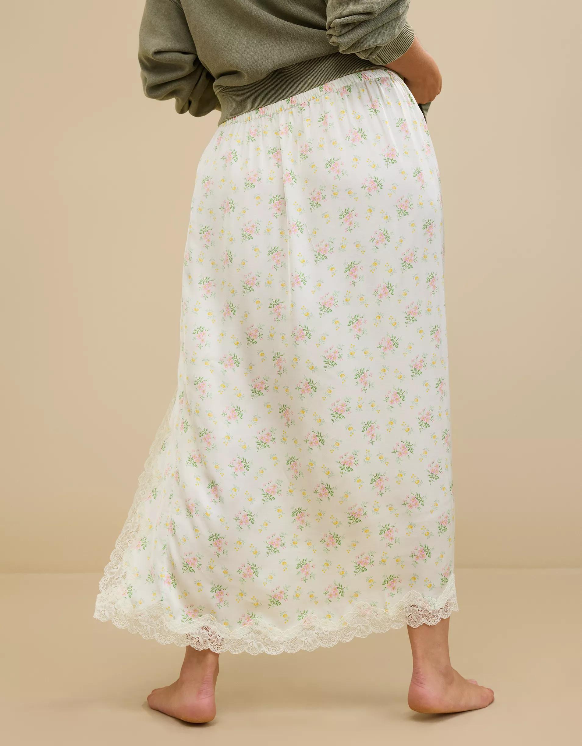 Aerie Satin Midi Skirt Product Image