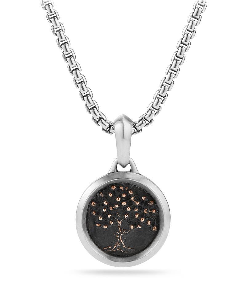 Mens Tree of Life Amulet in Sterling Silver with Bronze, 22.8mm Product Image