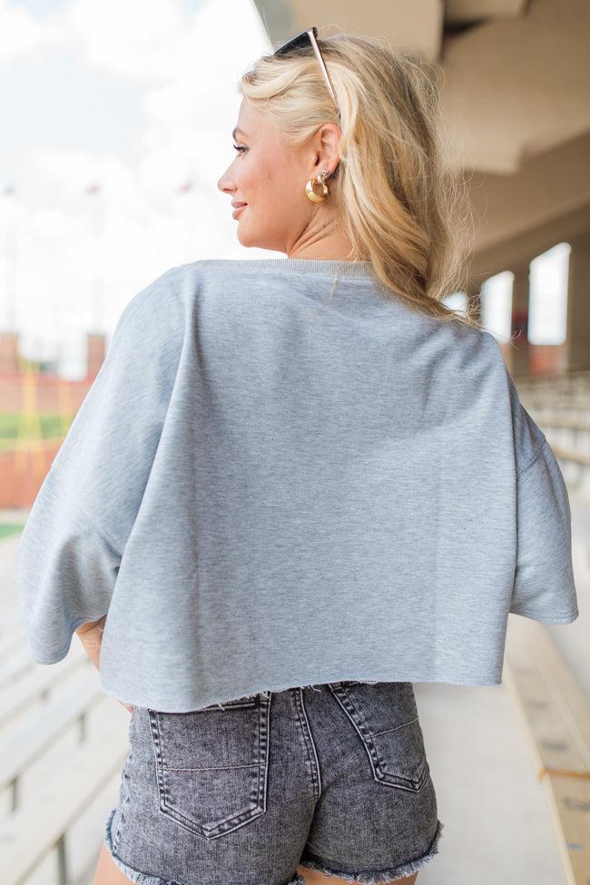 Game Day Glam Heather Grey Short Sleeve Football Patch Tee FINAL SALE Product Image