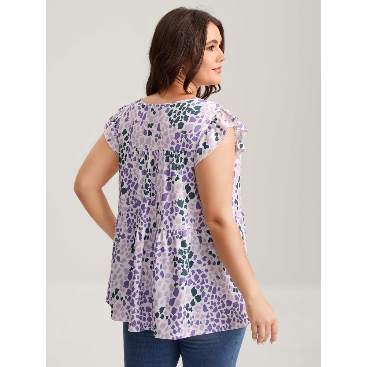 Plus Size Colorful Leopard Print Bust-Comfort Top Women Multicolor Gathered V-neck Everyday-Elegant Tank Tops Camis BloomChic 26/4X Product Image