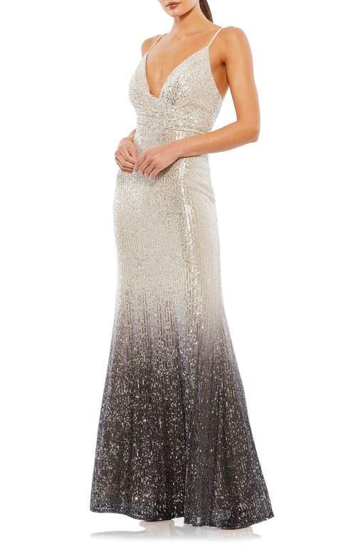 Womens Ieena Plunge Neck Ombre Sequin Gown Product Image