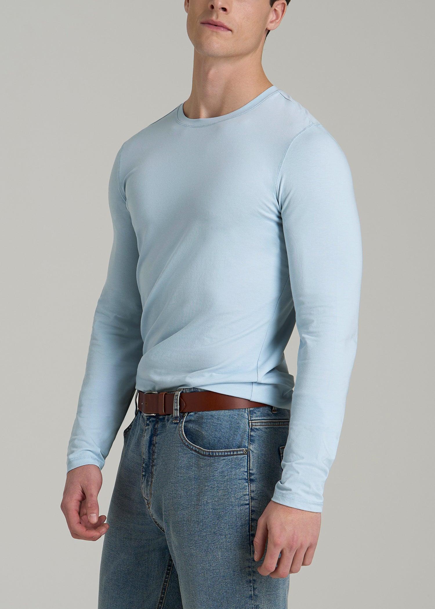 The Essential SLIM-FIT Long Sleeve Tee for Tall Men in Ice Blue Product Image
