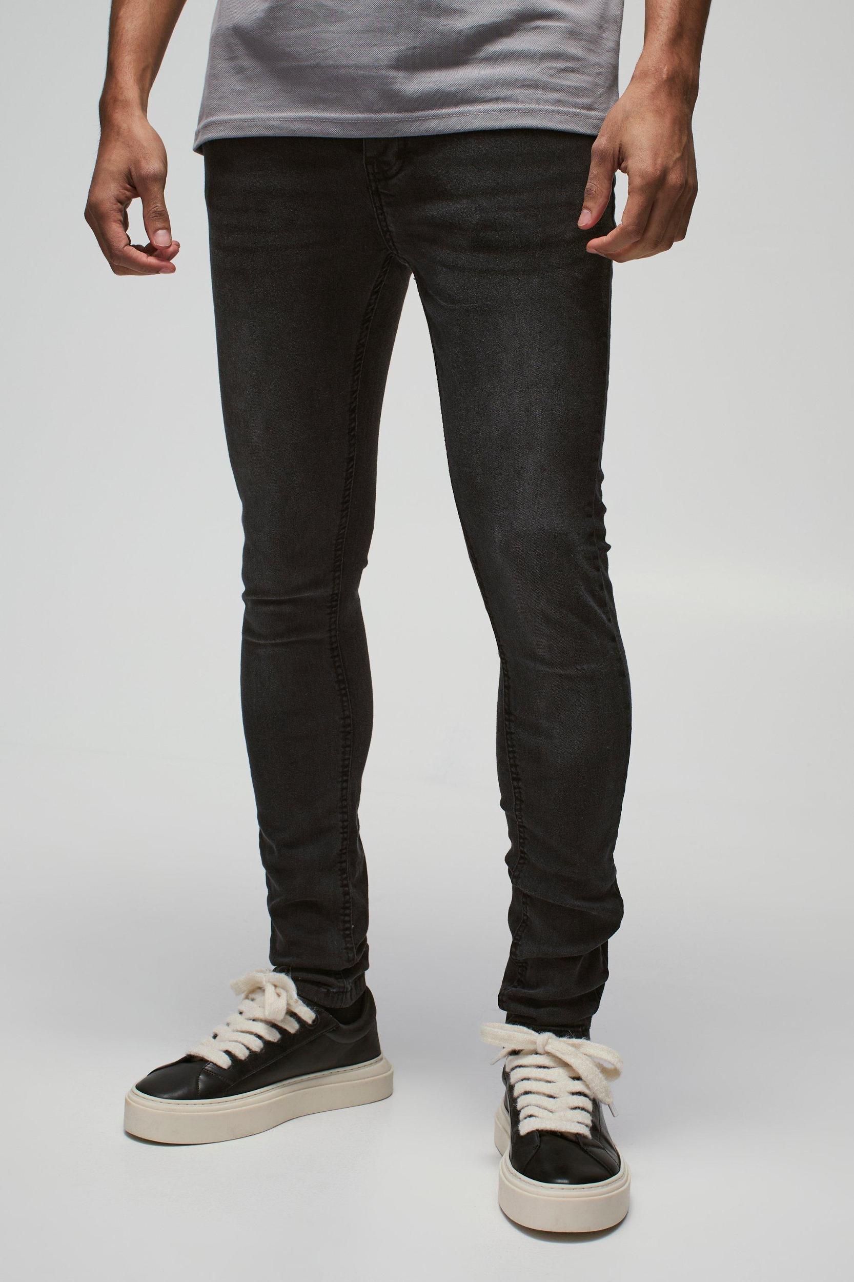 Super Skinny Stretch Jean In Charcoal | boohooMAN USA Product Image