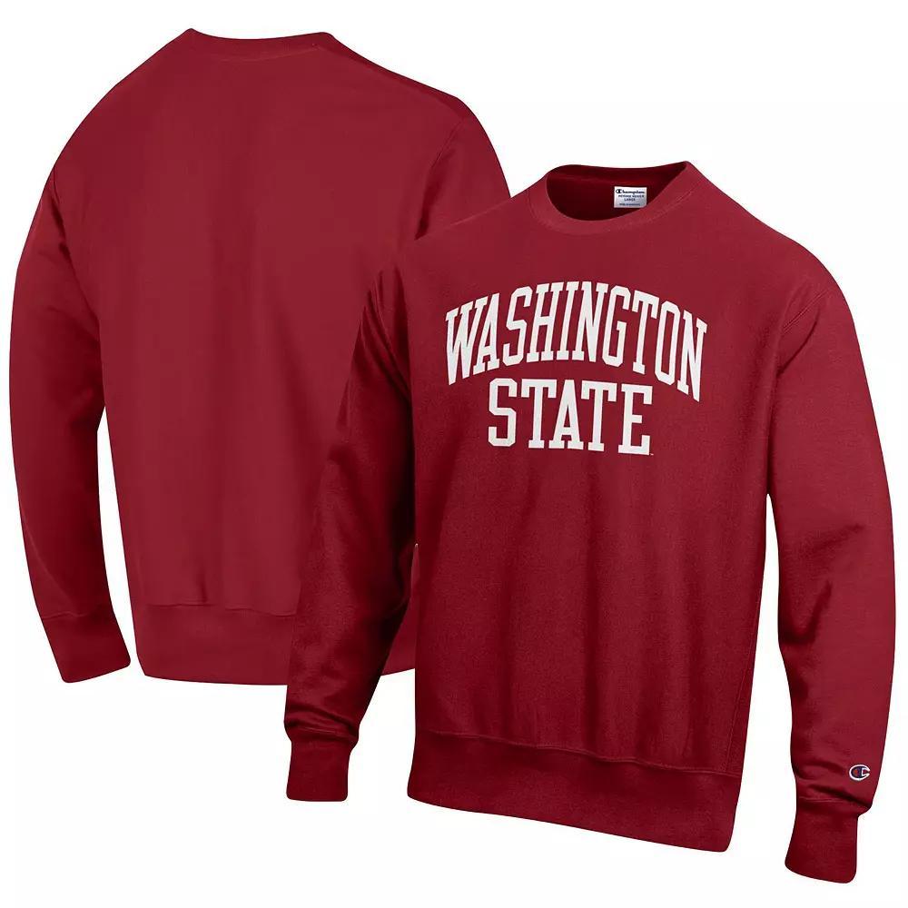 Men's Champion Crimson Washington State Cougars Arch Reverse Weave Pullover Sweatshirt, Size: Small, Wsc Red Product Image