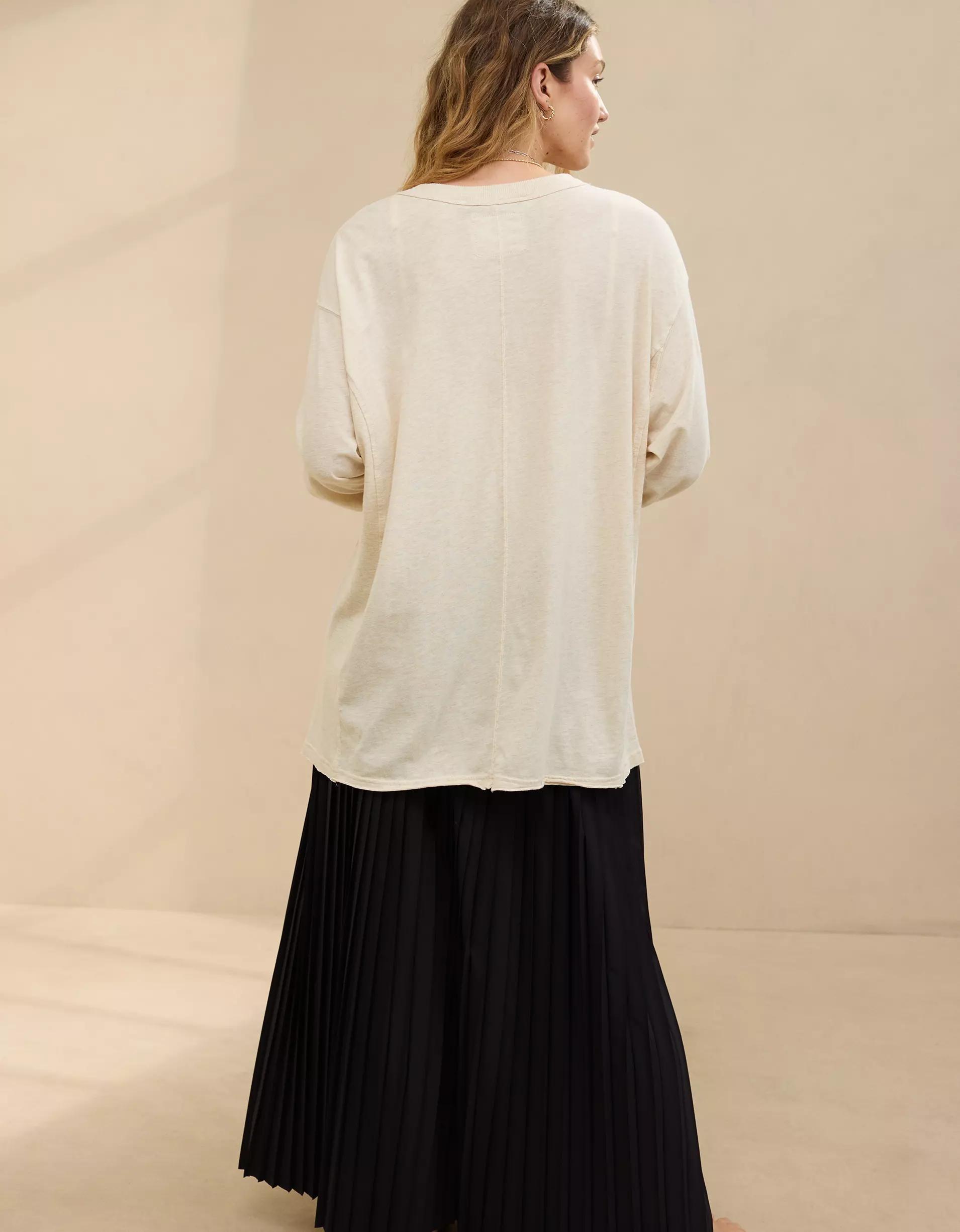 Aerie Cozy Long Sleeve Oversized Boyfriend T-Shirt Product Image