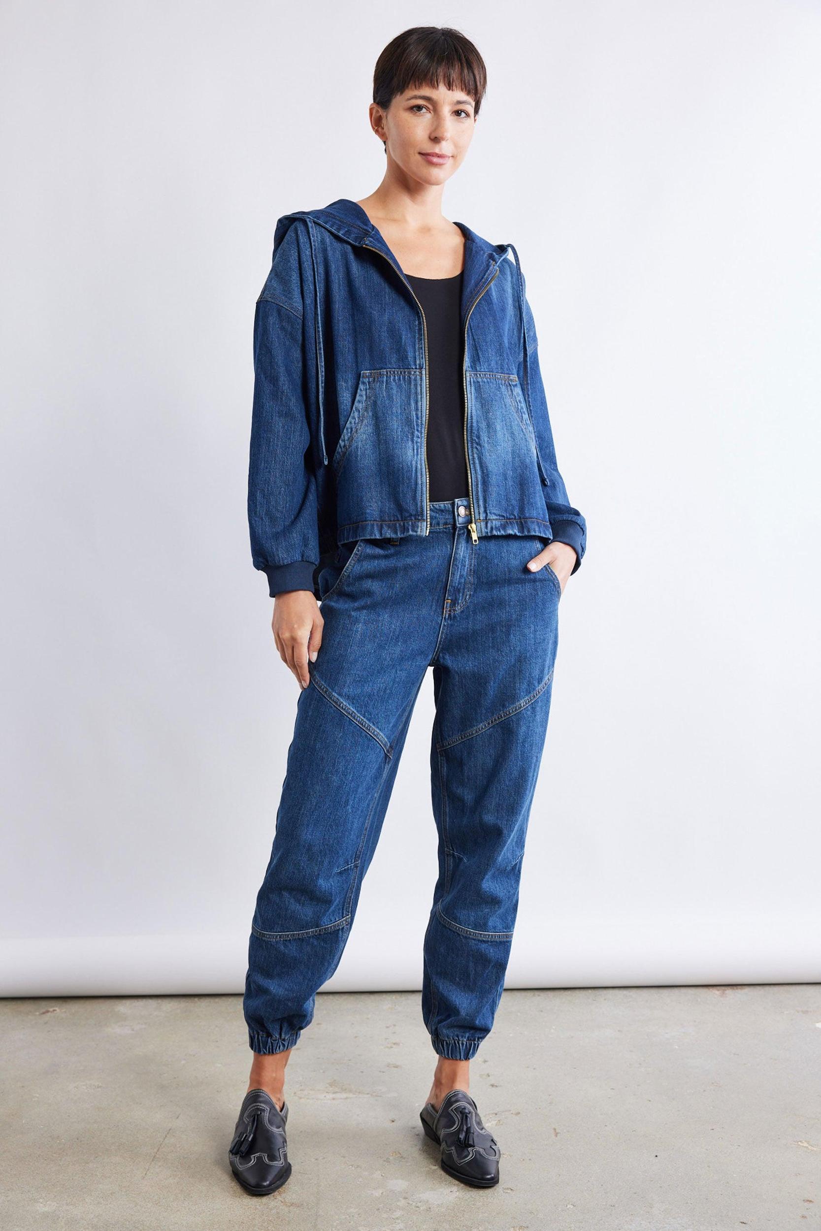 Relaxed Light Denim Joggers Product Image