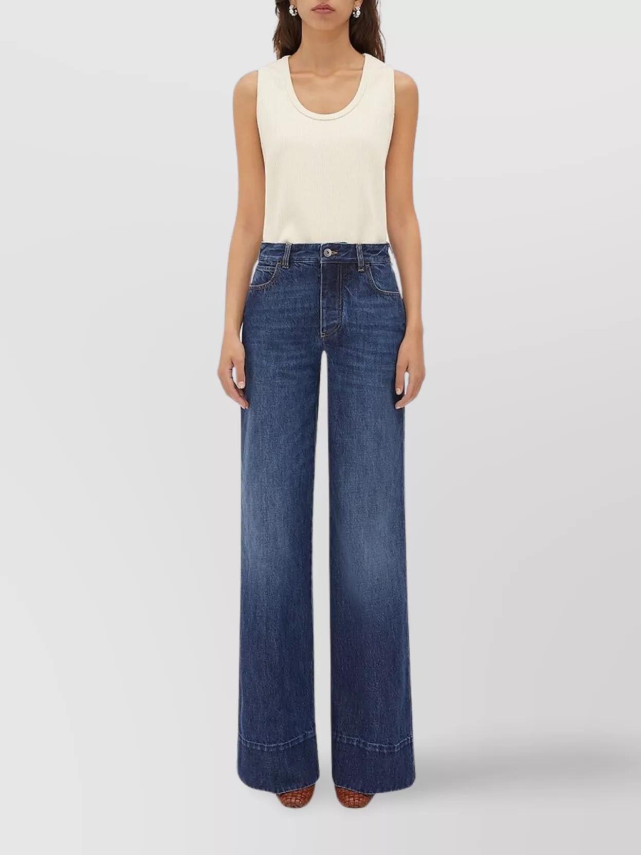 BOTTEGA VENETA Medium Wash Wide Denim Trousers In Blue Product Image