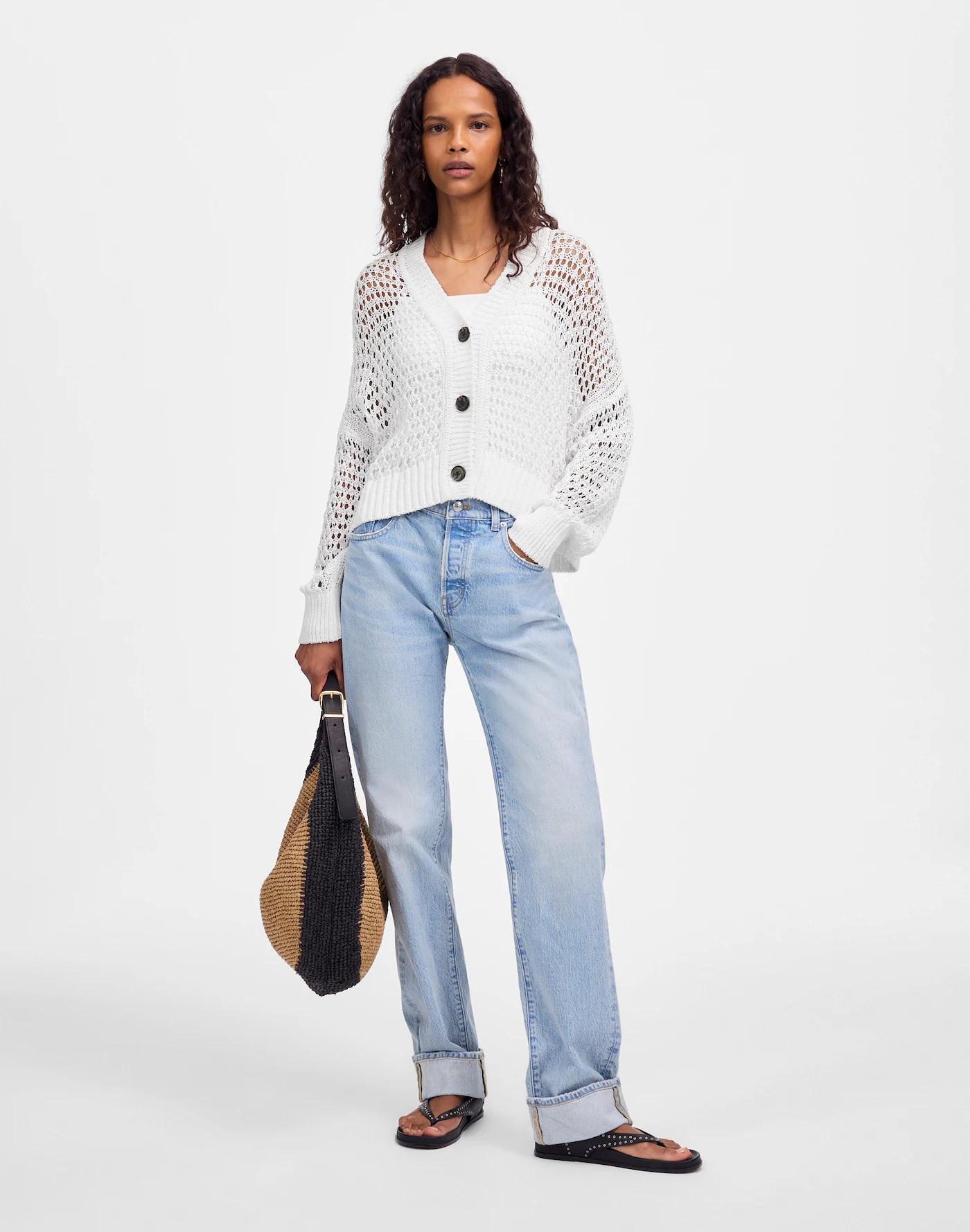 Open-Stitch V-Neck Cardigan Product Image