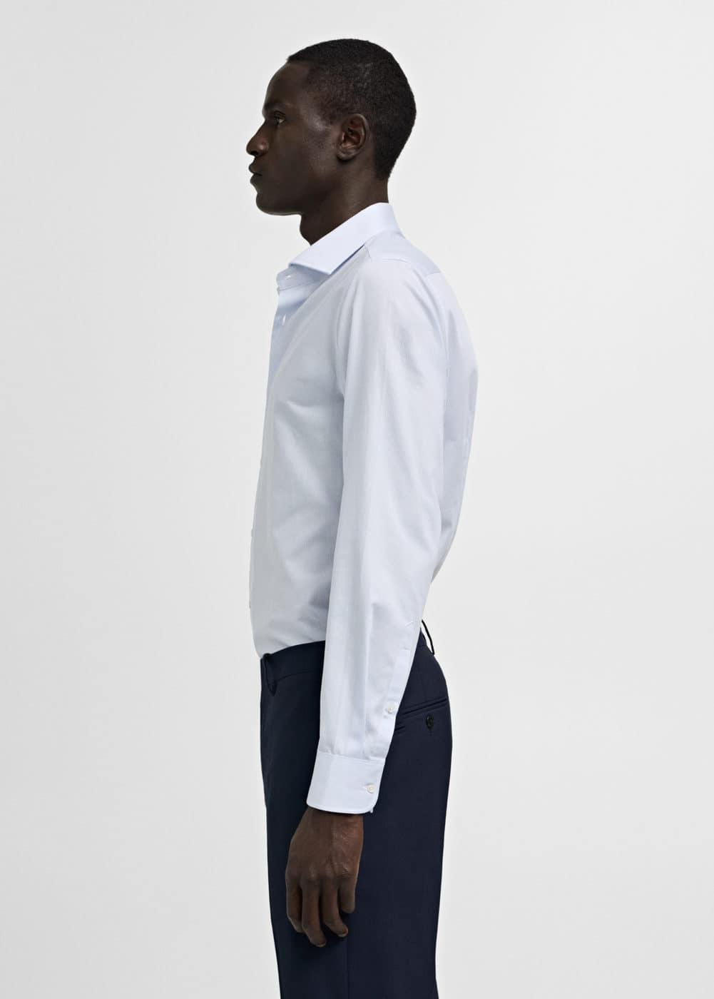 Slim-fit twill pinstripe suit shirt - Men | MANGO USA Product Image