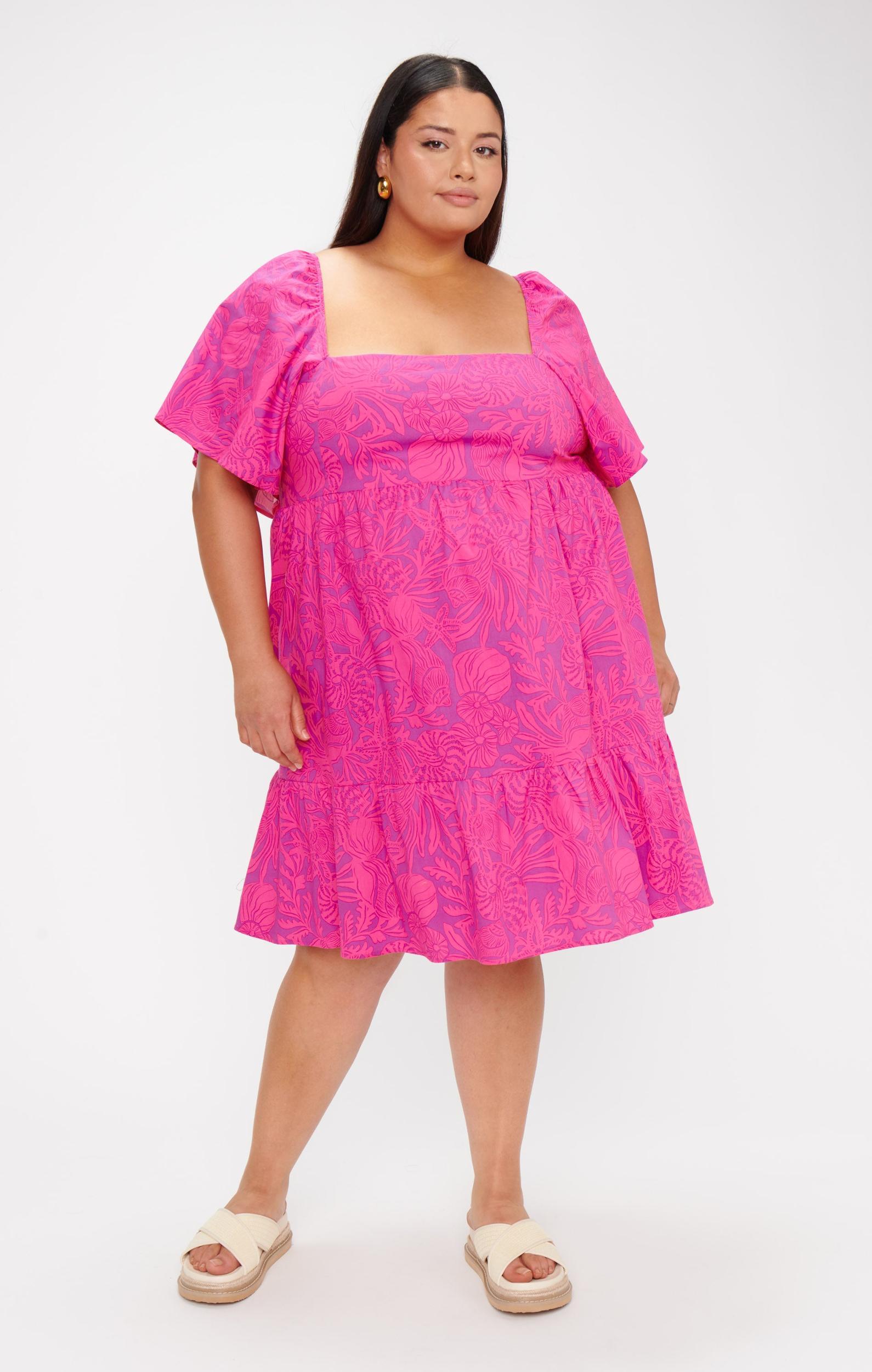 Erin Mini Dress ~ Pink Shells Poplin Product Image