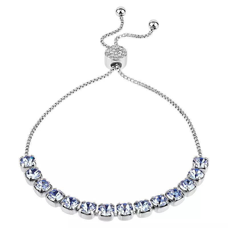 Brilliance Crystal Row Adjustable Bracelet, Women's, Size: 7/8", Light Blue Product Image
