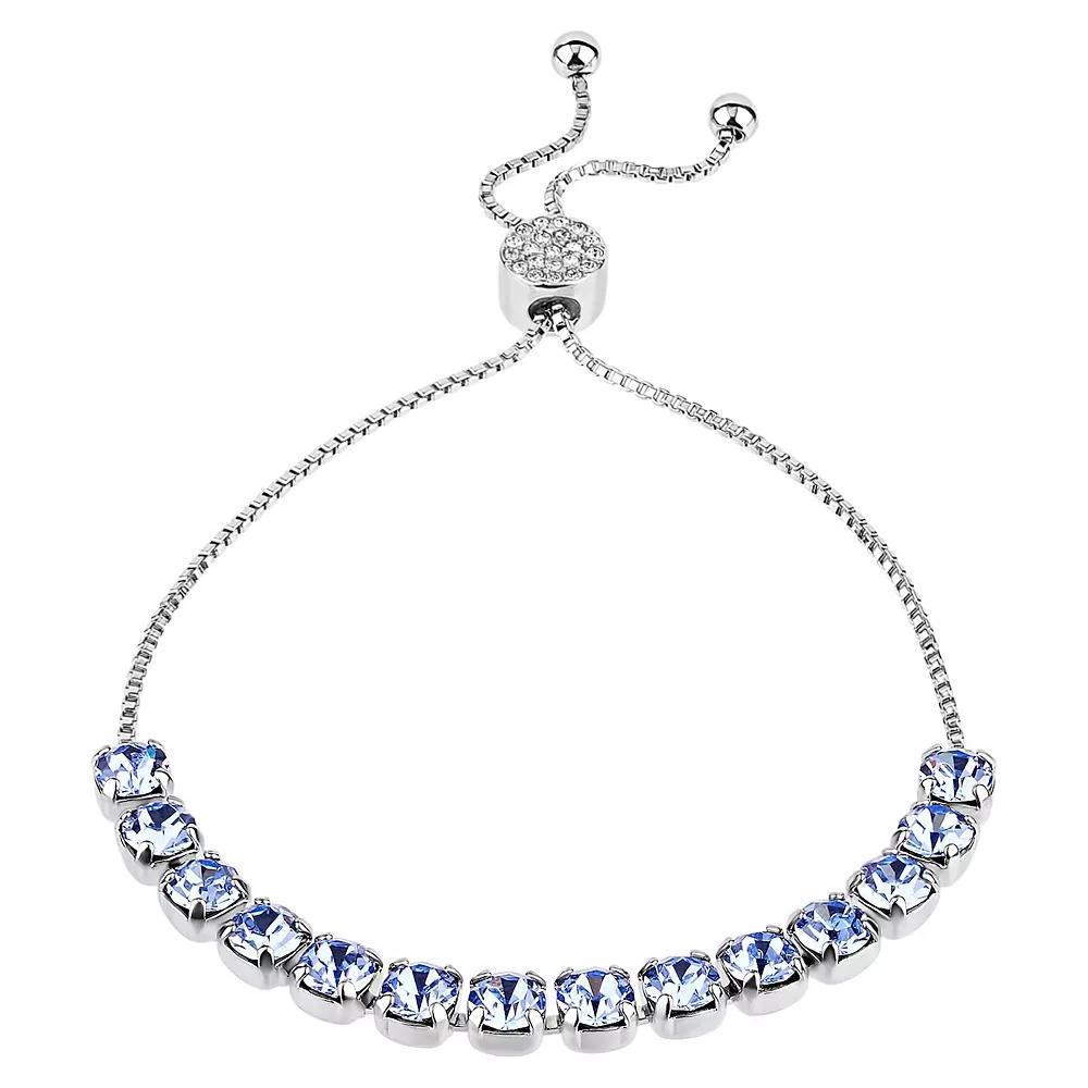 Brilliance Crystal Row Adjustable Bracelet, Women's, Size: 7/8", Light Blue Product Image